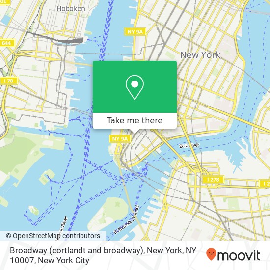 Mapa de Broadway (cortlandt and broadway), New York, NY 10007