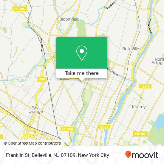Mapa de Franklin St, Belleville, NJ 07109