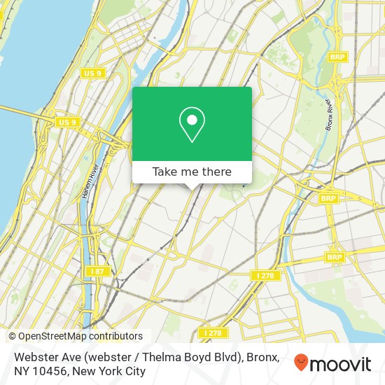 Mapa de Webster Ave (webster / Thelma Boyd Blvd), Bronx, NY 10456