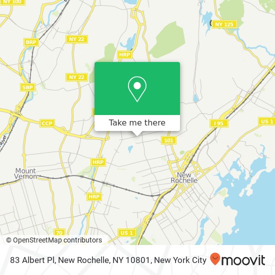 Mapa de 83 Albert Pl, New Rochelle, NY 10801