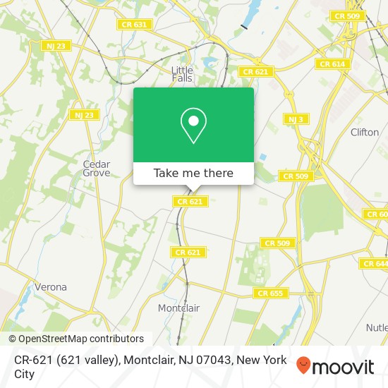 Mapa de CR-621 (621 valley), Montclair, NJ 07043