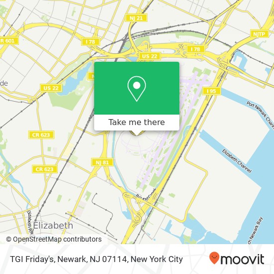 Mapa de TGI Friday's, Newark, NJ 07114
