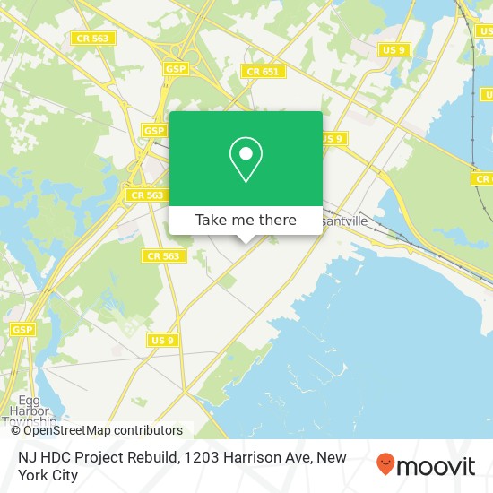 Mapa de NJ HDC Project Rebuild, 1203 Harrison Ave