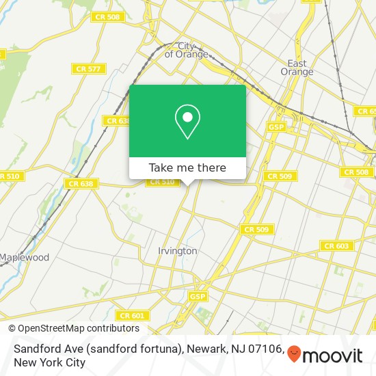 Mapa de Sandford Ave (sandford fortuna), Newark, NJ 07106