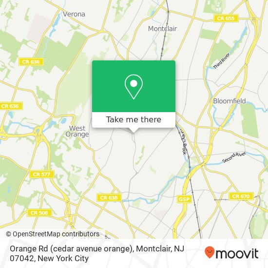 Mapa de Orange Rd (cedar avenue orange), Montclair, NJ 07042