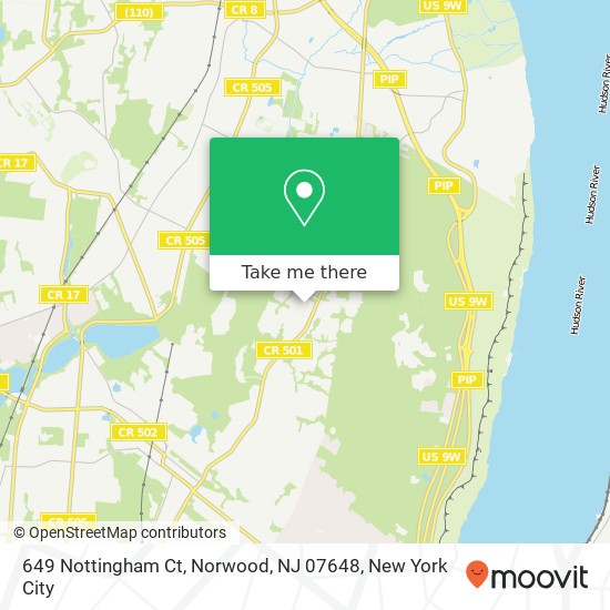 Mapa de 649 Nottingham Ct, Norwood, NJ 07648