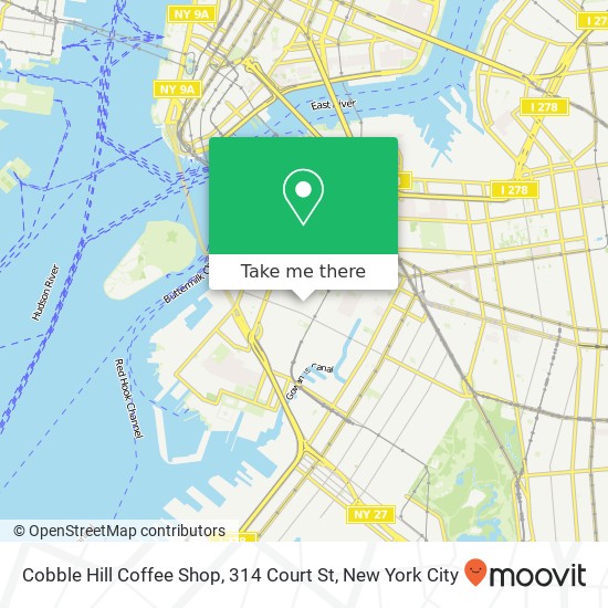 Mapa de Cobble Hill Coffee Shop, 314 Court St