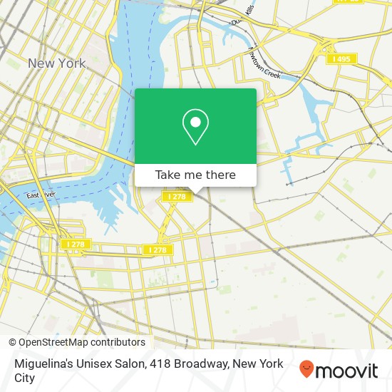 Mapa de Miguelina's Unisex Salon, 418 Broadway