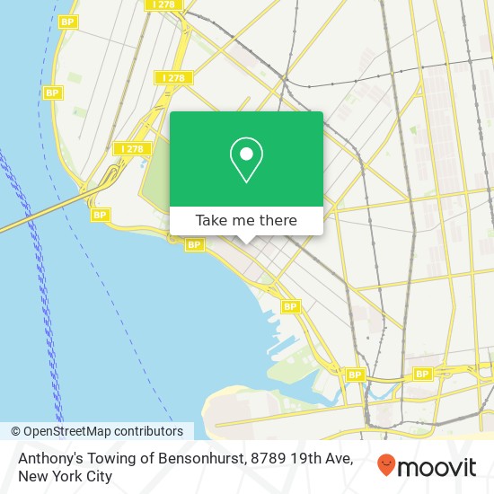 Mapa de Anthony's Towing of Bensonhurst, 8789 19th Ave