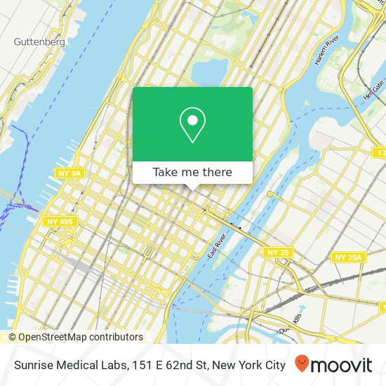 Mapa de Sunrise Medical Labs, 151 E 62nd St