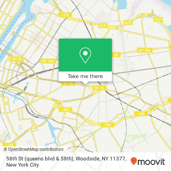 Mapa de 58th St (queens blvd & 58th), Woodside, NY 11377