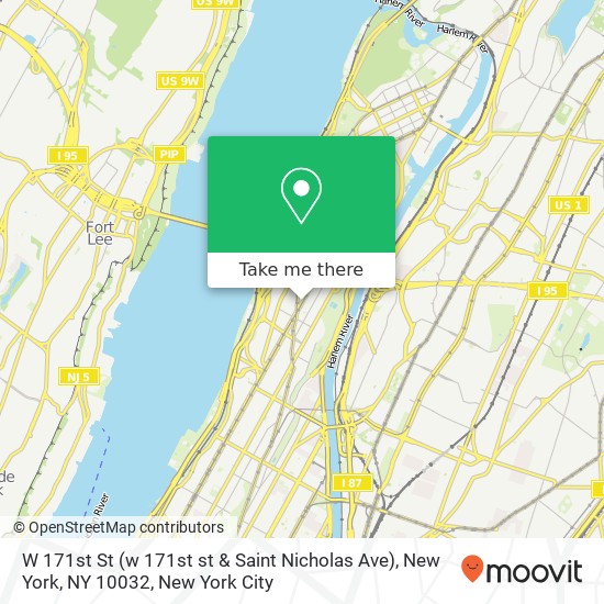 Mapa de W 171st St (w 171st st & Saint Nicholas Ave), New York, NY 10032