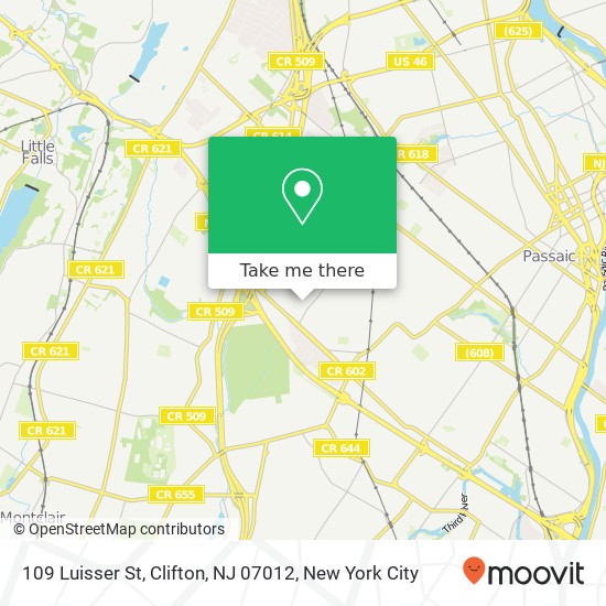 Mapa de 109 Luisser St, Clifton, NJ 07012