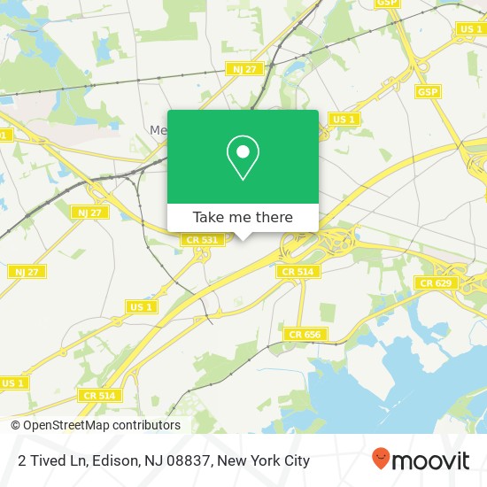 Mapa de 2 Tived Ln, Edison, NJ 08837