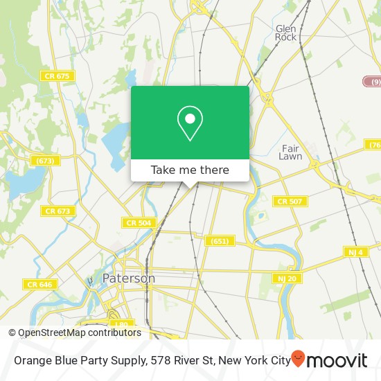 Mapa de Orange Blue Party Supply, 578 River St