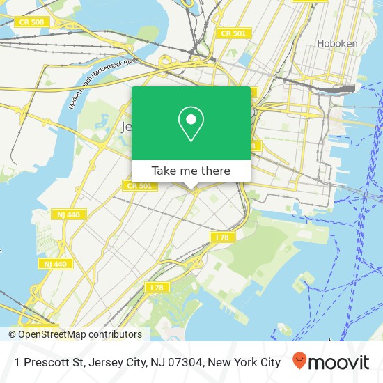 Mapa de 1 Prescott St, Jersey City, NJ 07304