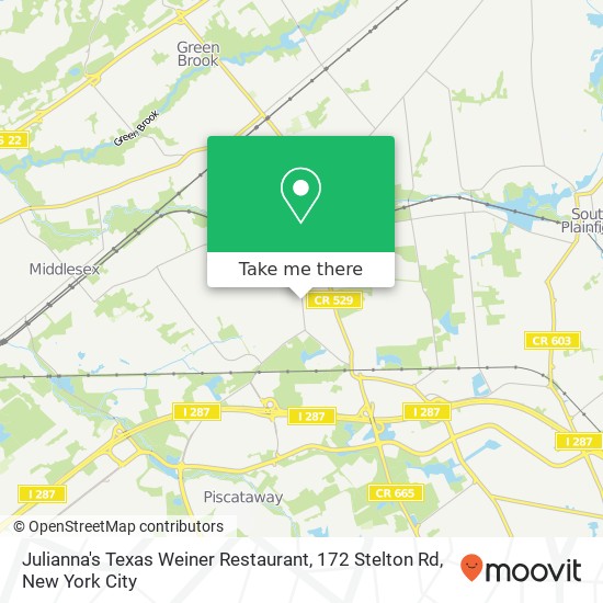 Mapa de Julianna's Texas Weiner Restaurant, 172 Stelton Rd