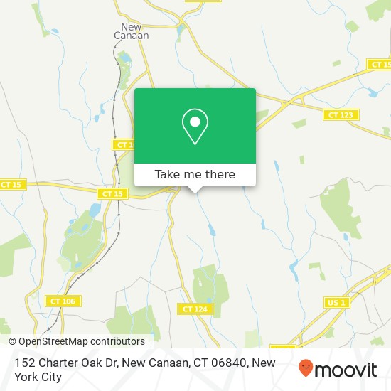 Mapa de 152 Charter Oak Dr, New Canaan, CT 06840