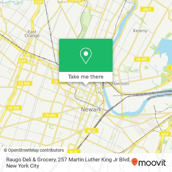 Mapa de Raugo Deli & Grocery, 257 Martin Luther King Jr Blvd