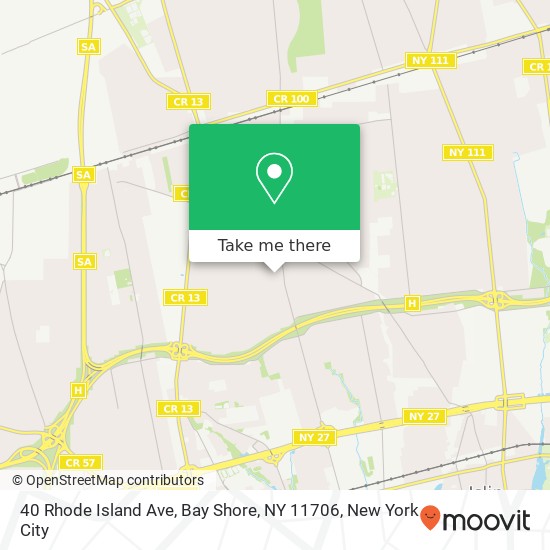 Mapa de 40 Rhode Island Ave, Bay Shore, NY 11706