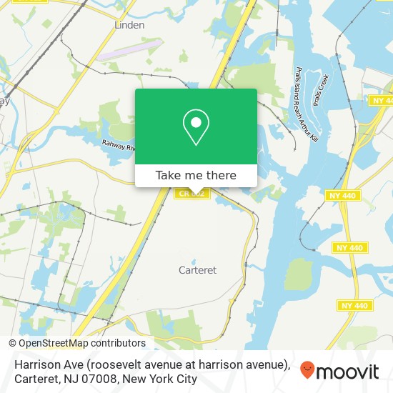 Harrison Ave (roosevelt avenue at harrison avenue), Carteret, NJ 07008 map