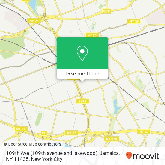 Mapa de 109th Ave (109th avenue and lakewood), Jamaica, NY 11435
