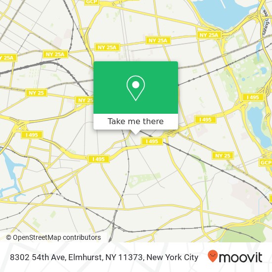 Mapa de 8302 54th Ave, Elmhurst, NY 11373
