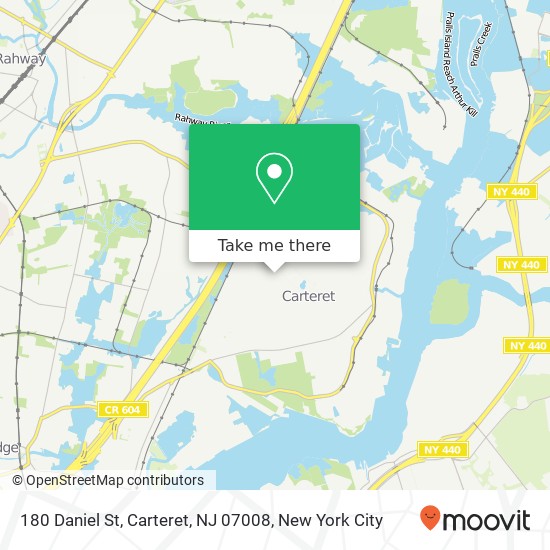 Mapa de 180 Daniel St, Carteret, NJ 07008