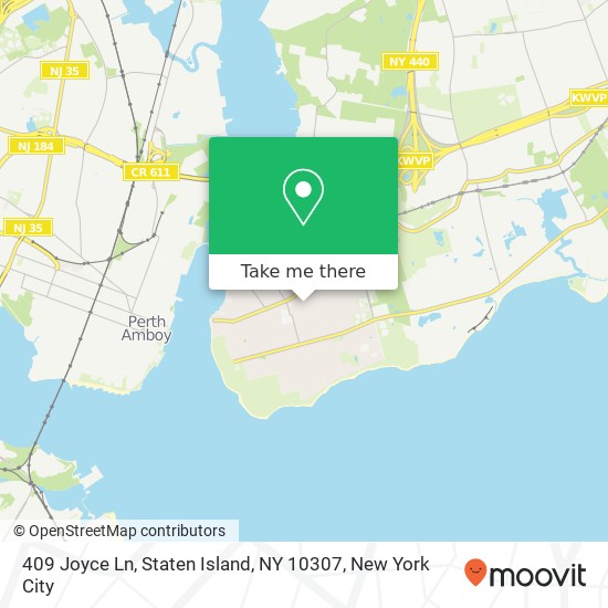 Mapa de 409 Joyce Ln, Staten Island, NY 10307