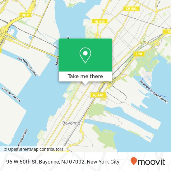 Mapa de 96 W 50th St, Bayonne, NJ 07002