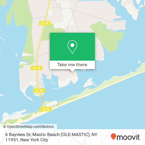 Mapa de 6 Bayview Dr, Mastic Beach (OLD MASTIC), NY 11951