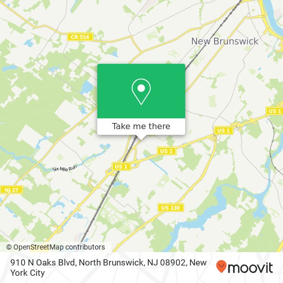Mapa de 910 N Oaks Blvd, North Brunswick, NJ 08902