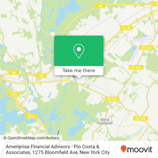 Ameriprise Financial Advisors - Pio Costa & Associates, 1275 Bloomfield Ave map