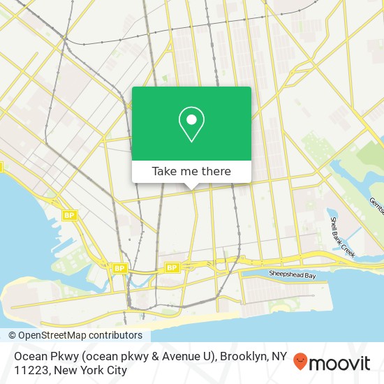 Mapa de Ocean Pkwy (ocean pkwy & Avenue U), Brooklyn, NY 11223