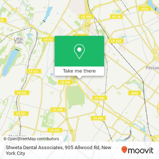 Mapa de Shweta Dental Associates, 905 Allwood Rd