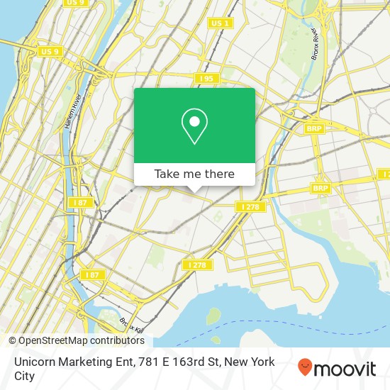 Mapa de Unicorn Marketing Ent, 781 E 163rd St