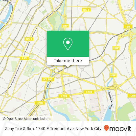 Mapa de Zeny Tire & Rim, 1740 E Tremont Ave