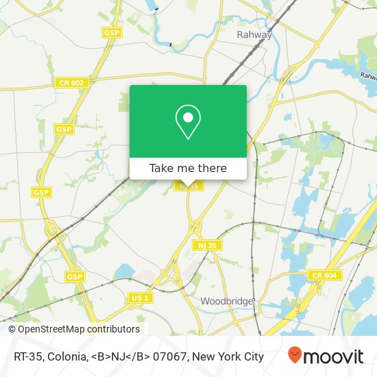 Mapa de RT-35, Colonia, <B>NJ< / B> 07067