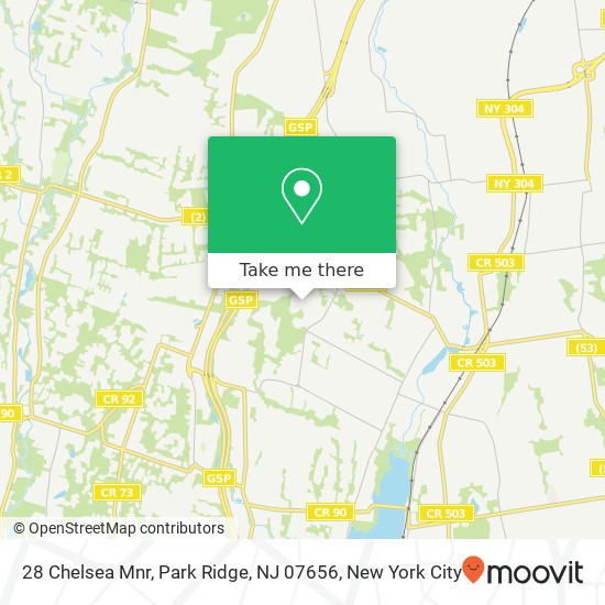 Mapa de 28 Chelsea Mnr, Park Ridge, NJ 07656