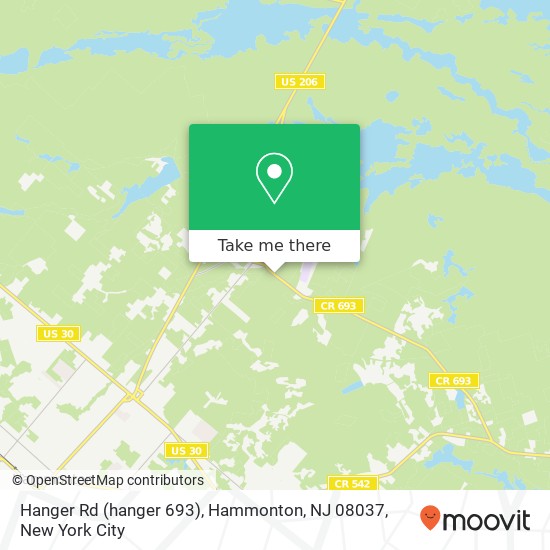Mapa de Hanger Rd (hanger 693), Hammonton, NJ 08037