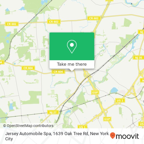 Mapa de Jersey Automobile Spa, 1639 Oak Tree Rd