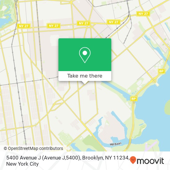 Mapa de 5400 Avenue J (Avenue J,5400), Brooklyn, NY 11234