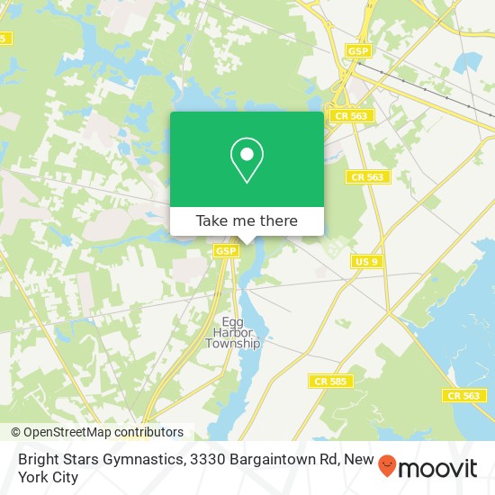 Mapa de Bright Stars Gymnastics, 3330 Bargaintown Rd