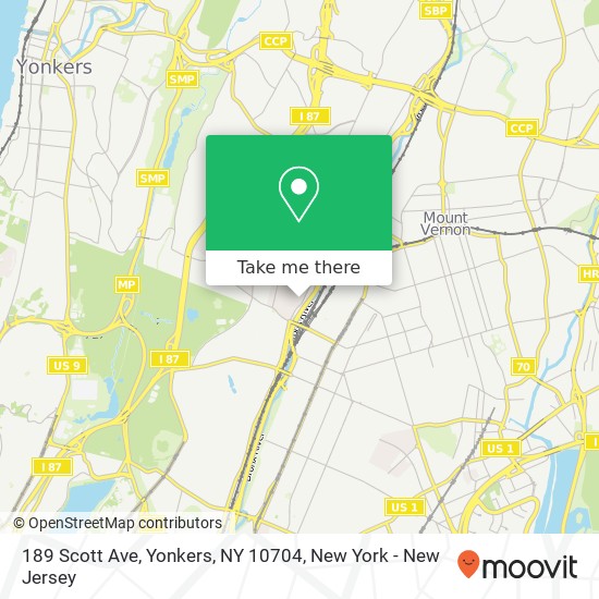 Mapa de 189 Scott Ave, Yonkers, NY 10704