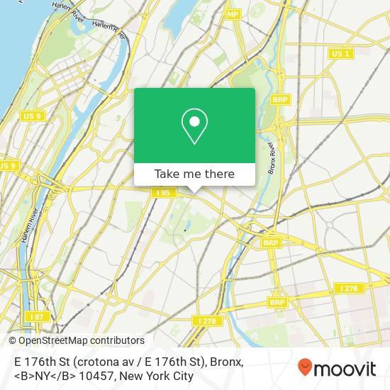 Mapa de E 176th St (crotona av / E 176th St), Bronx, <B>NY< / B> 10457