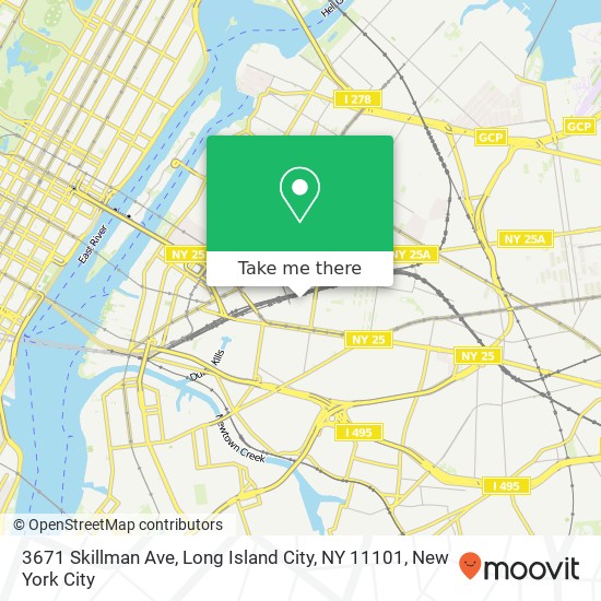 Mapa de 3671 Skillman Ave, Long Island City, NY 11101