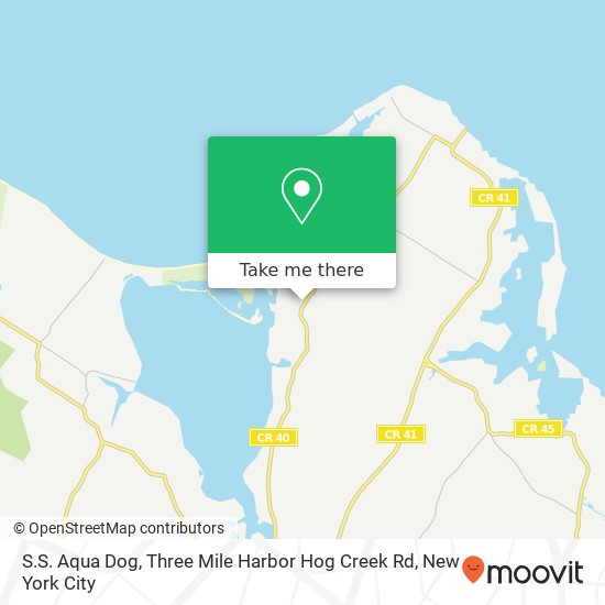 S.S. Aqua Dog, Three Mile Harbor Hog Creek Rd map
