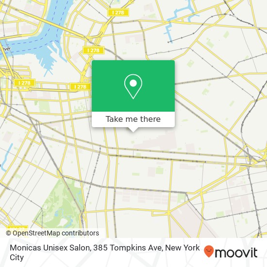 Mapa de Monicas Unisex Salon, 385 Tompkins Ave