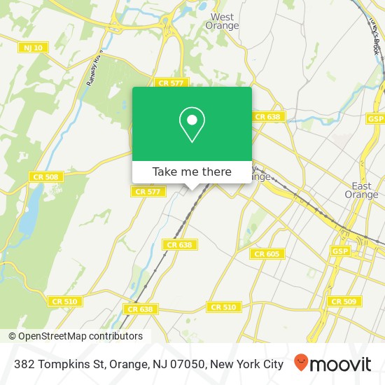 Mapa de 382 Tompkins St, Orange, NJ 07050