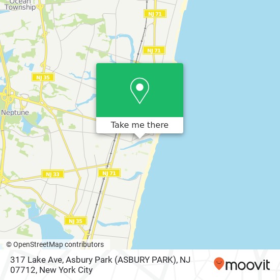Mapa de 317 Lake Ave, Asbury Park (ASBURY PARK), NJ 07712